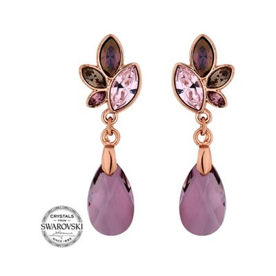 Rose gold drop earring MADE WITH SWAROVSKI CRYSTALS